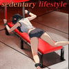 Lifestyle promotional render of the THORN GARDEN Folding BDSM Bondage Bench - TGXADPLUS featuring a model secured on the red leather padded bench with black-coated steel frame and restraints