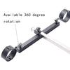 Studio product 360-degree rotation and swivel joint detail view of the THORN GARDEN 3G Bondage Stockade with metalcuffs showcasing versatile adjustment mechanics against a clean background