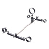 Studio product axometric overview view of the THORN GARDEN 3G Bondage Stockade with metalcuffs showcasing the heavy-duty four-limb restraint frame against a clean white background