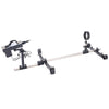 Studio product angle view of the THORN GARDEN 3G Bondage Stockade with metalcuffs showcasing the heavy-duty restraint frame with an electric sex machine against a clean white background