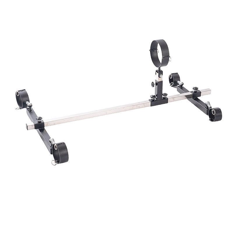 Studio product overview view of the THORN GARDEN 3G Bondage Stockade with metalcuffs showcasing the heavy-duty four-limb restraint frame against a clean white background