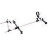 Studio product top overview view of the THORN GARDEN 3G Bondage Stockade with metalcuffs showcasing the heavy-duty four-limb restraint frame against a clean white background