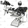 Studio product axometric overview view of the THORN GARDEN Electric Gyno Bondage Chair Custom showcasing the electric sex machine, gynecological stirrups, and heavy-duty frame structure against a clean white background